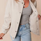 Beige Baseball Collar Snap Button Pocketed Bomber Jacket