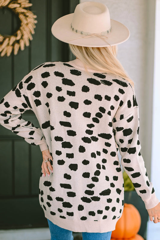 Leopard Animal Spotted Pattern Open Front Cardigan