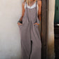 Philippine Gray Corded Adjustable Straps Wide Leg Loose Overall