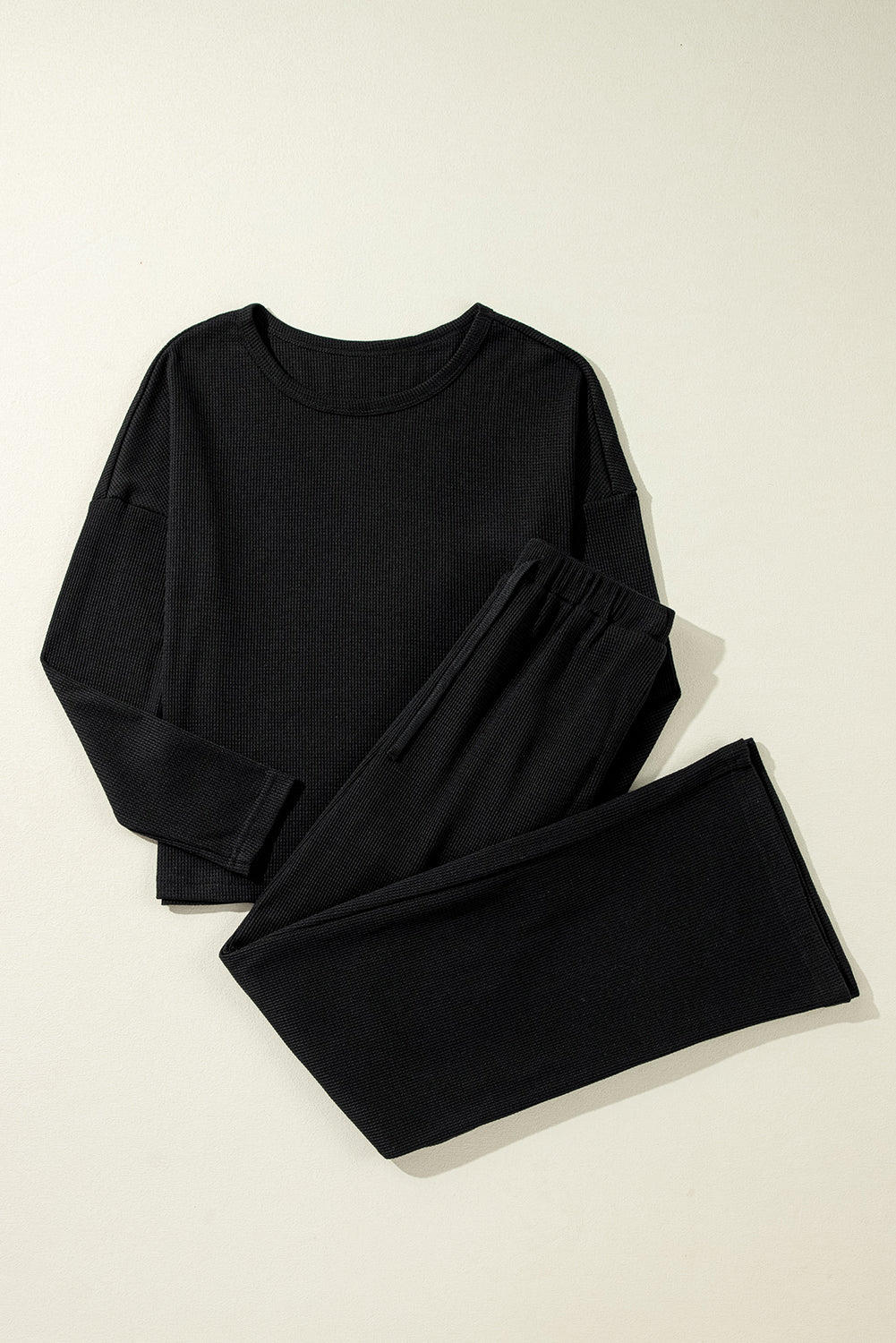 Parchment Textured Long Sleeve T Shirt and Trousers Lounge Set