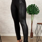 Black Leather Panel Patchwork High Waist Leggings