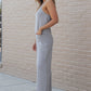 Gray Patch Pockets Spaghetti Strap Wide Leg Jumpsuit