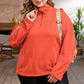 Orange O-ring Zipper Pocketed Plus Size Sweatshirt