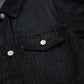 Black Raw Edge Ruffled Short Sleeve Denim Jacket