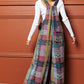 Multicolour Brushed Checkered Wide Leg Overalls