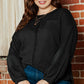 Black Plus Size Exposed Seam Crinkle Patchwork Top