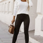 Black High Waist Faux Suede Skinny Leggings