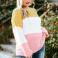 Yellow Colorblock Bubble Sleeve Plus Size Sweater