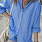 Blue Boyfriend Chest Pocket Tunic Shirt