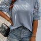 Ashleigh Blue Plus Size Textured Knit Lace Sleeve T Shirt