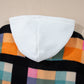 Multicolour Plaid Color Block Flap Pocket Buttoned Hoodie