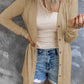 White Solid Color Open-Front Buttons Cardigan