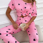 Pink Valentines Heart Print Tee and Trousers Lounge Set