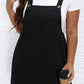 Black Solid Buttoned Straps Plus Size Overall Dress