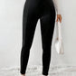 Black Crossed Waist Seamed Leg Thermal Leggings