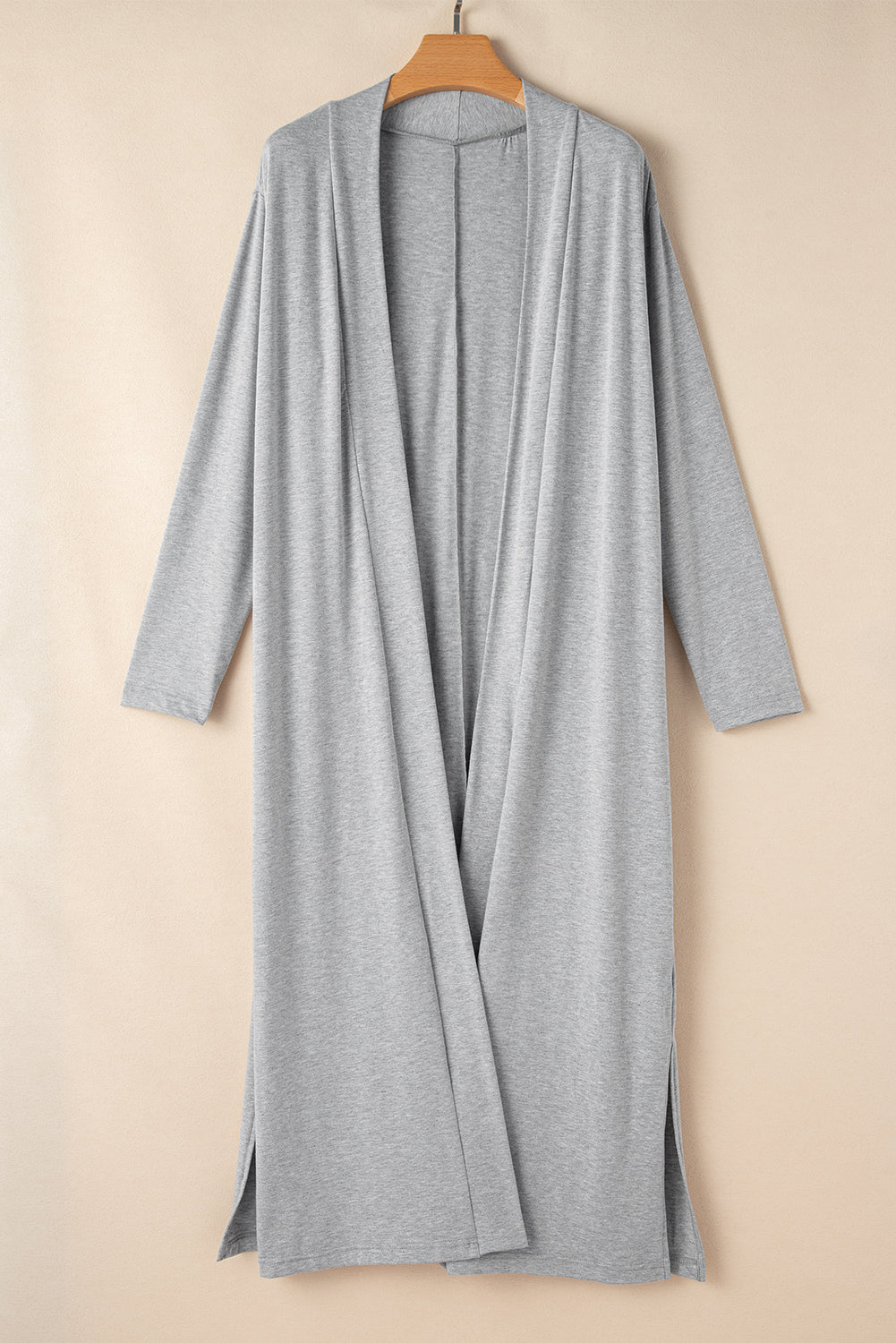 Light Grey Split Long Cardigan and Skinny Trousers Lounge Set