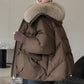 Women's Padded Short Coat Faux Fur Collar