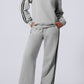 Light Grey Solid Colour Side Striped Sweatshirt Active Set