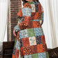 Green Printed Multicolor Western Checkered Plus Size Swing Dress