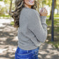 Gray Wrap V Neck Waffle Sweater