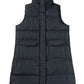 Black Windproof Longline Full Zipper Puffer Gilet with Pockets