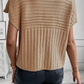 Light French Beige Rib Knitted Wide Sleeve Sweater T Shirt