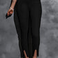 Black Rib Knit High Waist Slit Leggings