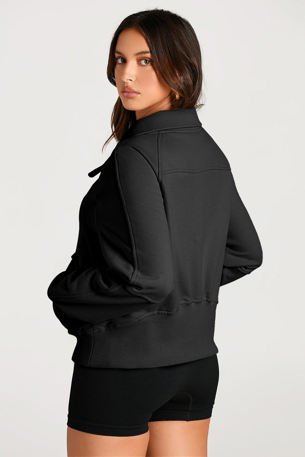 Valerian Quarter Zip Stand Neck Kangaroo Pocket Sweatshirt