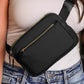 Black Minimalist Multi-zipped Crossbody Bag