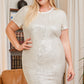 Light Pink Plus Size Sequin Short Sleeve T-shirt Dress