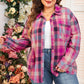 Rose Stripe Plus Size Checkered Print Button up Shirt