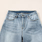 Light Blue Acid Wash Raw Edge Straight Jeans