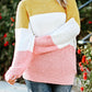 Yellow Colorblock Bubble Sleeve Plus Size Sweater