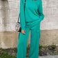 Lapis Solid Colour Mineral Wash Pullover Top and Cargo Pants Set