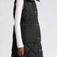 Black Longline Quilted Stand Collar Puffer Vest