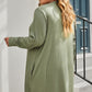 Green Plus Size Snap Buttons Front Knit Cardigan