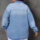 Sky Blue Plus Size Chest Pocket Button-Up Denim Shacket