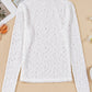 White Flower Lace See Through Mock Neck Long Sleeve Top