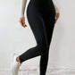 Black Crossed Waist Seamed Leg Thermal Leggings