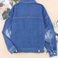 Blue Chest Pockets Drop Shoulder Loose Denim Jacket