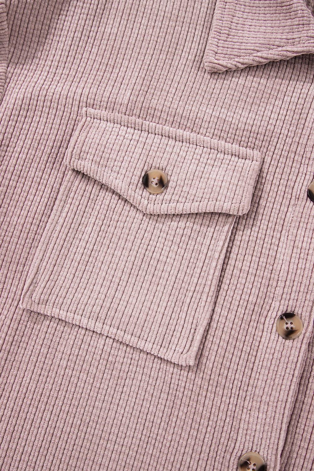 Light Pink Corduroy Flap Pocket Button Up Shacket