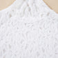 White Flower Lace See Through Mock Neck Long Sleeve Top