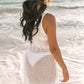 White Crochet Fishnet Fringed Edge V Neck Beach Cover Up