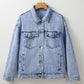 Beau Blue Vintage Washed Flap Pockets Denim Jacket