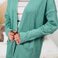 Coffee  Solid Textured Open Front Cardigan with Pocket