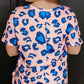 Rose Leopard Print V Neck Plus Size Tee