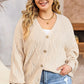 Apricot Plus Size Knitted Hollow out Button up Cardigan