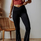 Black V Shape High Waist Flared Leggings