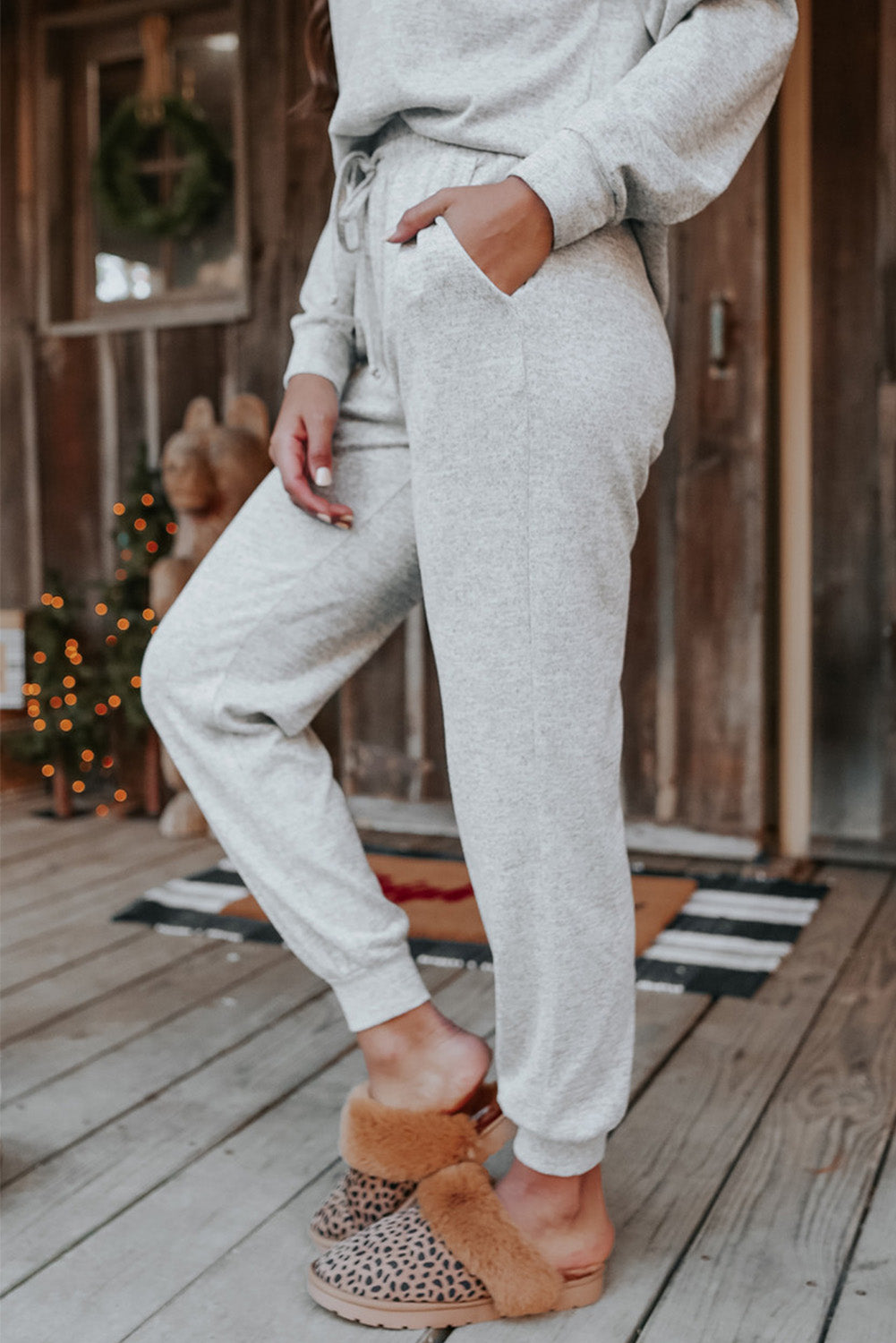 Grey Long Sleeve Pullover and Jogger Trousers Lounge Set