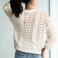 White Hollow Out Knit Bracelet Sleeve Drop Shoulder Sweater